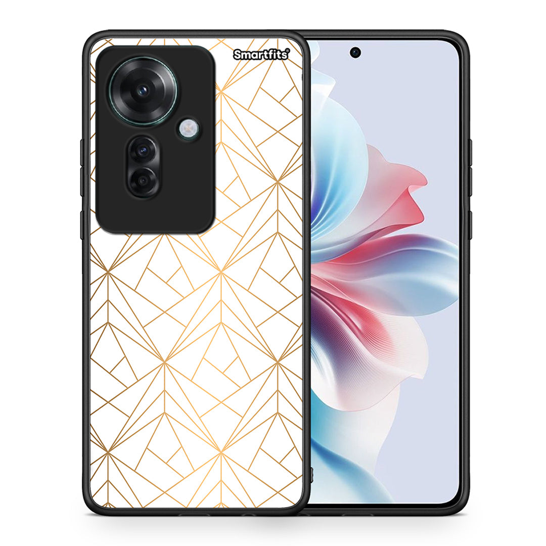 Θήκη Oppo Reno11 F 5G Luxury White Geometric από τη Smartfits με σχέδιο στο πίσω μέρος και μαύρο περίβλημα | Oppo Reno11 F 5G Luxury White Geometric case with colorful back and black bezels