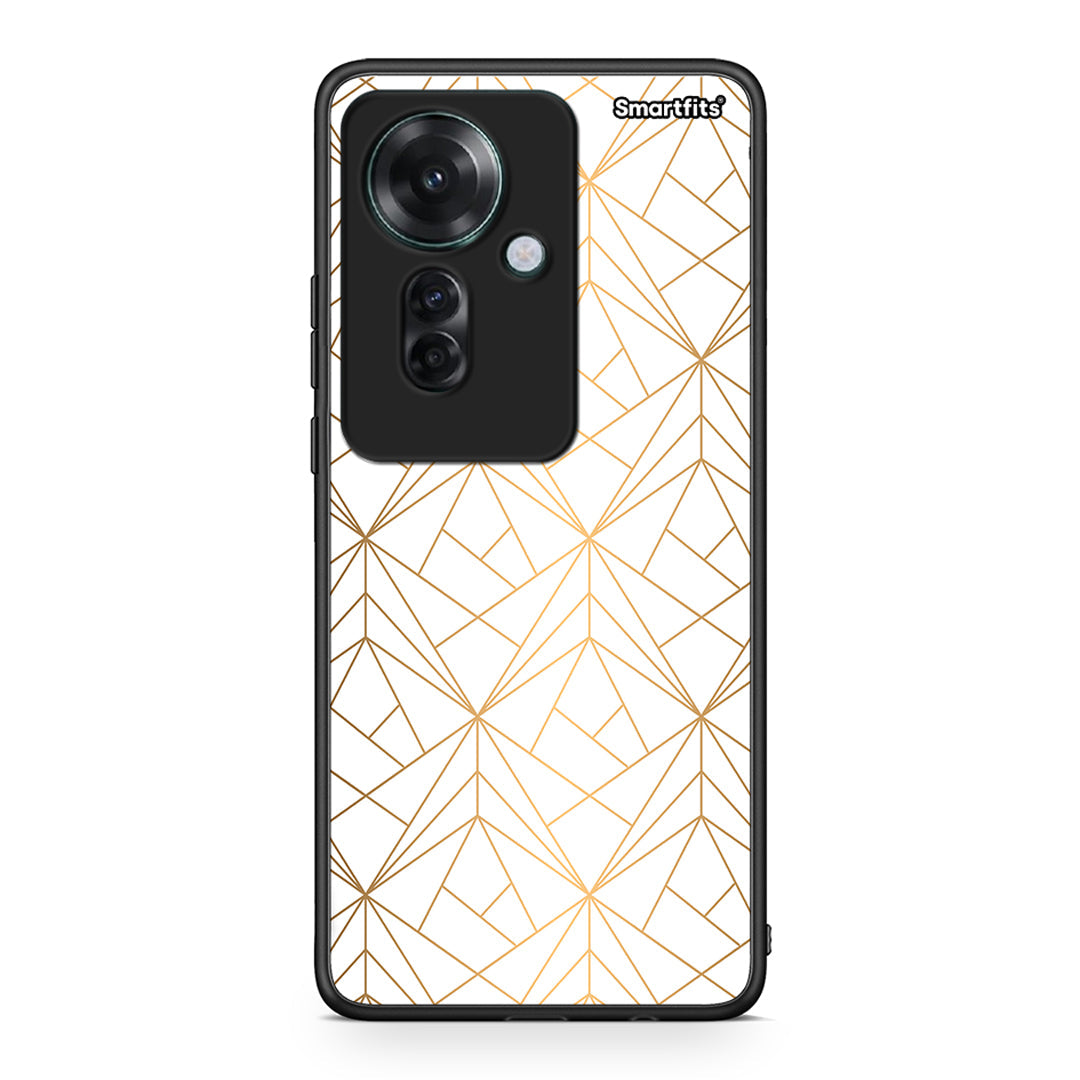 111 - Oppo Reno11 F 5G Luxury White Geometric case, cover, bumper