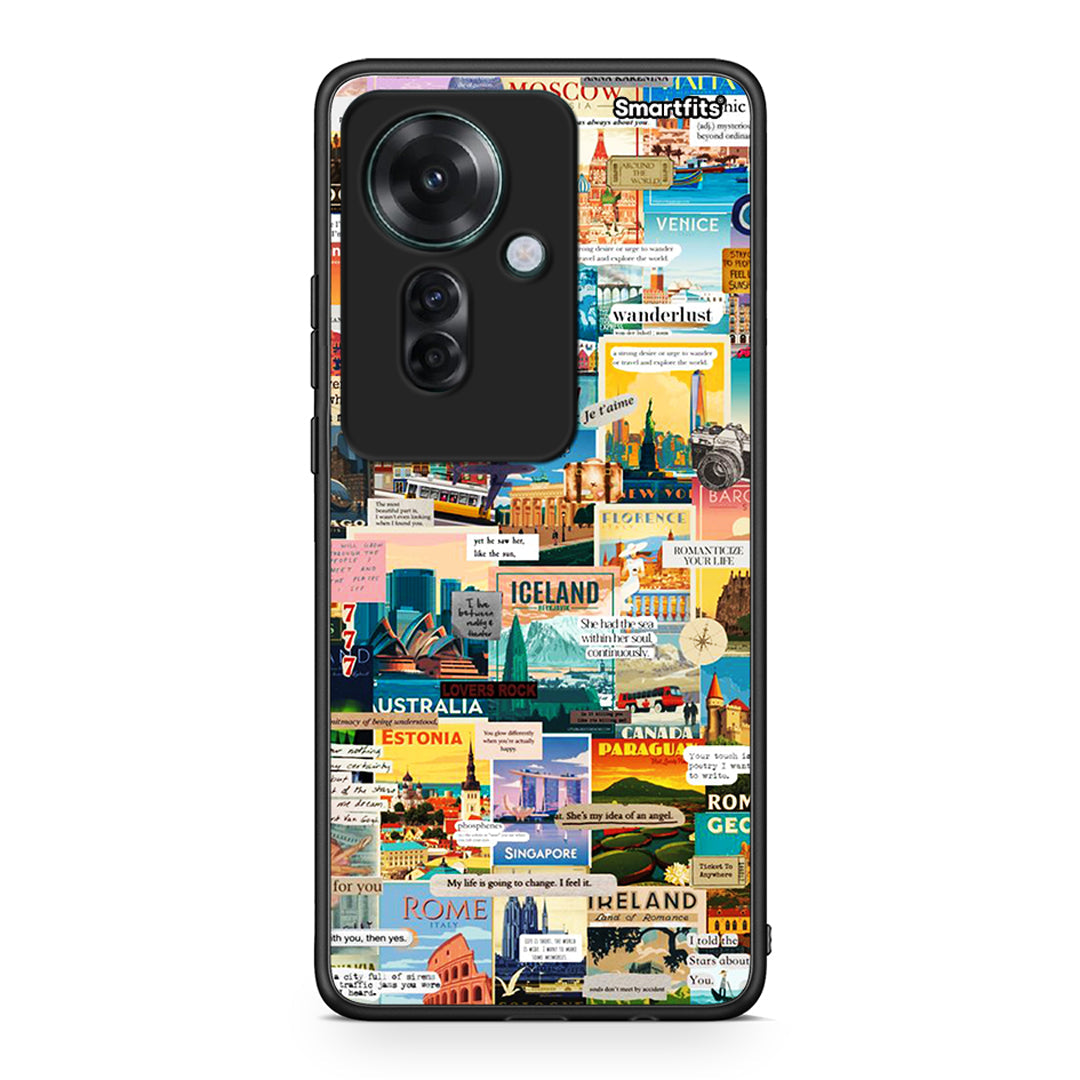 Oppo Reno11 F 5G Live To Travel θήκη από τη Smartfits με σχέδιο στο πίσω μέρος και μαύρο περίβλημα | Smartphone case with colorful back and black bezels by Smartfits