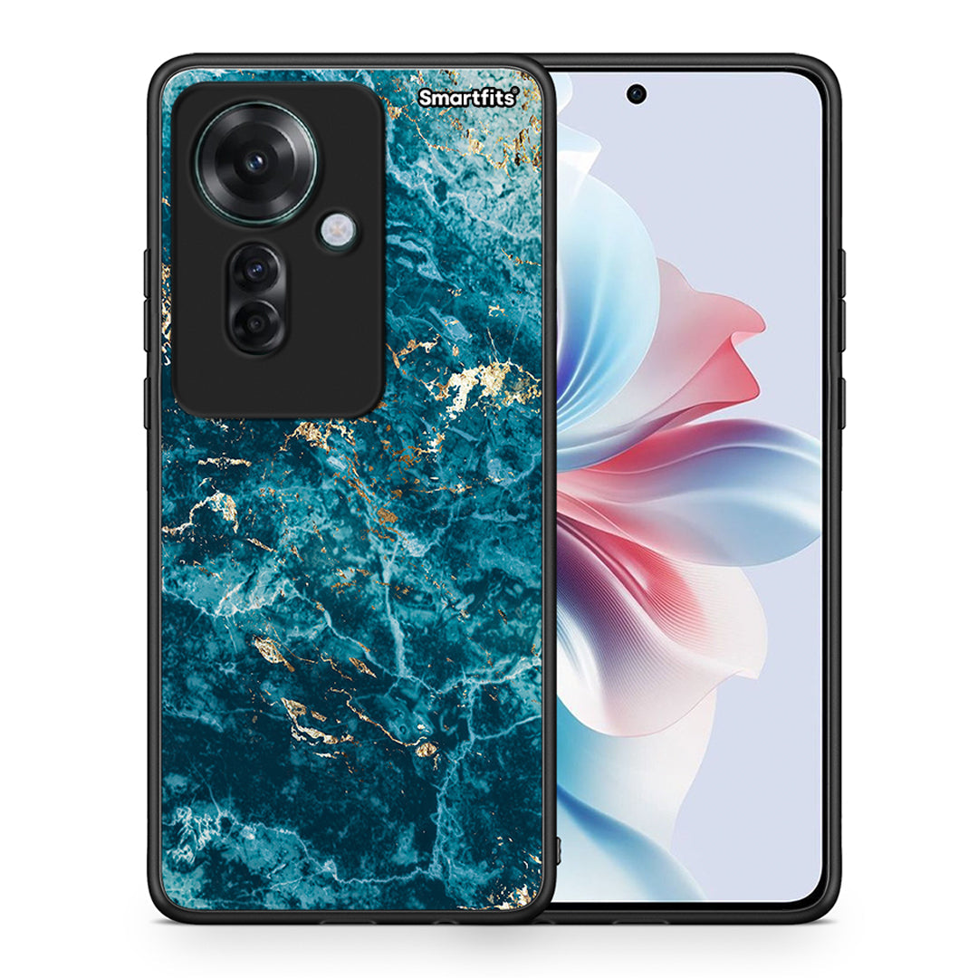 Θήκη Oppo Reno11 F 5G Marble Blue από τη Smartfits με σχέδιο στο πίσω μέρος και μαύρο περίβλημα | Oppo Reno11 F 5G Marble Blue case with colorful back and black bezels