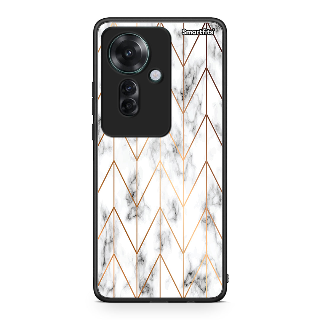 44 - Oppo Reno11 F 5G Gold Geometric Marble case, cover, bumper