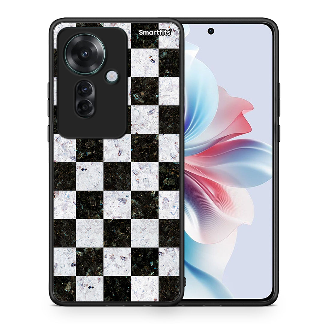 Θήκη Oppo Reno11 F 5G Square Geometric Marble από τη Smartfits με σχέδιο στο πίσω μέρος και μαύρο περίβλημα | Oppo Reno11 F 5G Square Geometric Marble case with colorful back and black bezels