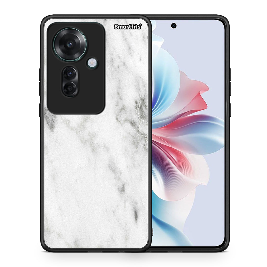 Θήκη Oppo Reno11 F 5G White Marble από τη Smartfits με σχέδιο στο πίσω μέρος και μαύρο περίβλημα | Oppo Reno11 F 5G White Marble case with colorful back and black bezels