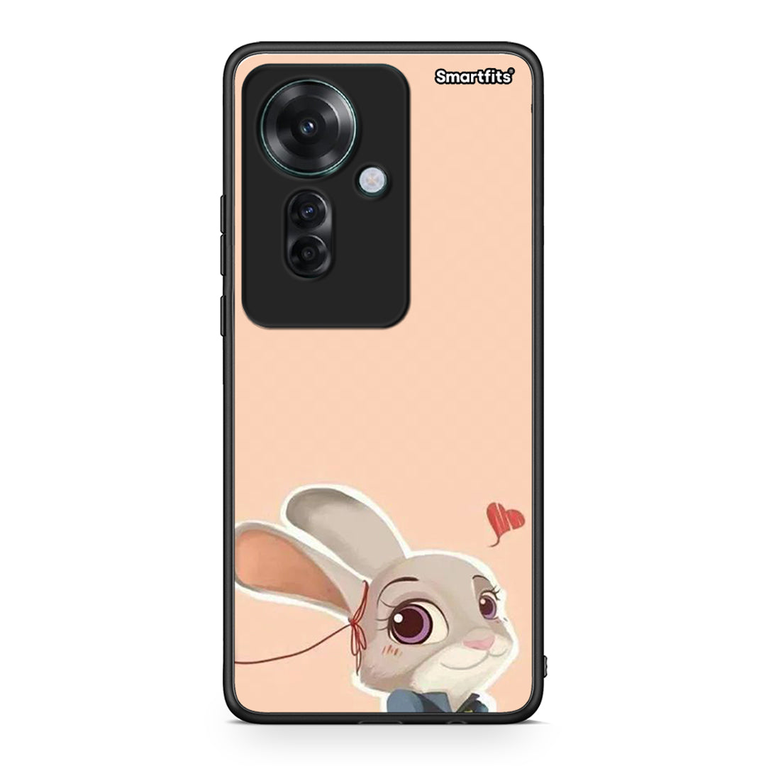 Oppo Reno11 F 5G Nick Wilde And Judy Hopps Love 2 θήκη από τη Smartfits με σχέδιο στο πίσω μέρος και μαύρο περίβλημα | Smartphone case with colorful back and black bezels by Smartfits