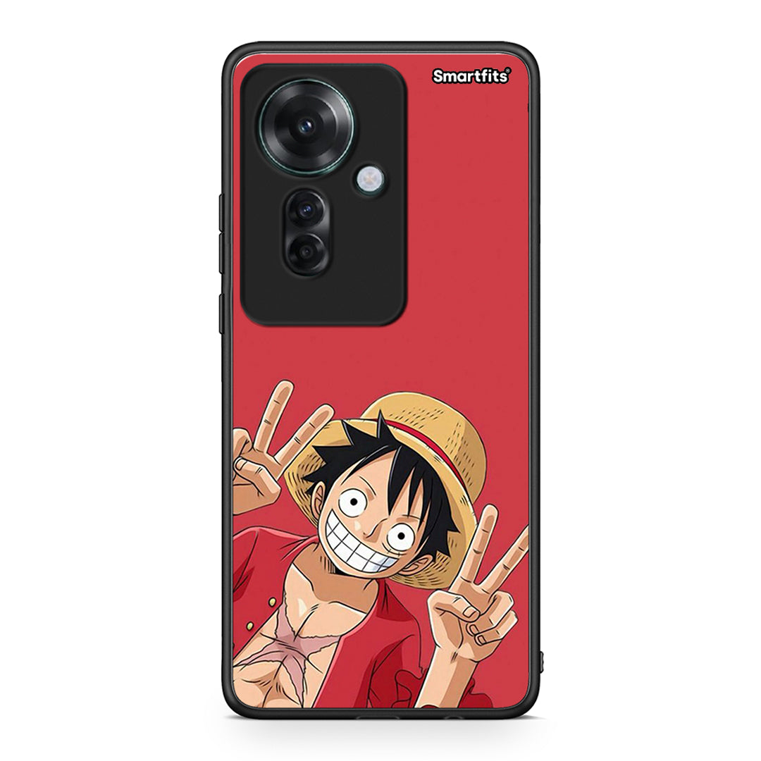 Oppo Reno11 F 5G Pirate Luffy Θήκη από τη Smartfits με σχέδιο στο πίσω μέρος και μαύρο περίβλημα | Smartphone case with colorful back and black bezels by Smartfits