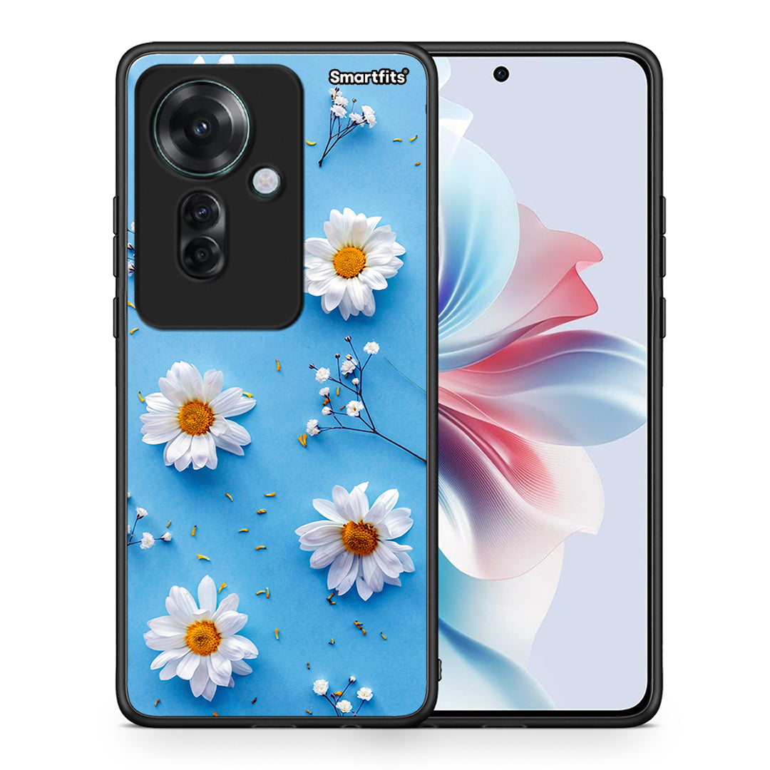 Θήκη Oppo Reno11 F 5G Real Daisies από τη Smartfits με σχέδιο στο πίσω μέρος και μαύρο περίβλημα | Oppo Reno11 F 5G Real Daisies case with colorful back and black bezels