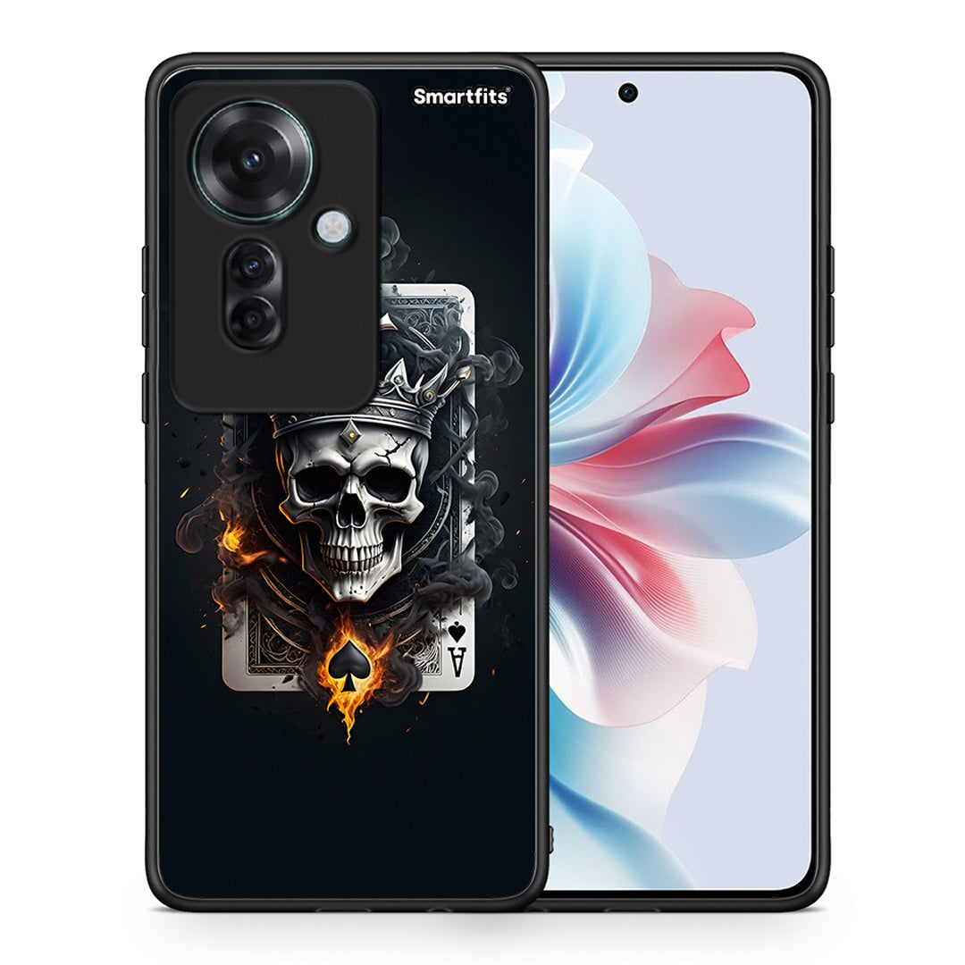 Θήκη Oppo Reno11 F 5G Skull King Ace από τη Smartfits με σχέδιο στο πίσω μέρος και μαύρο περίβλημα | Oppo Reno11 F 5G Skull King Ace case with colorful back and black bezels