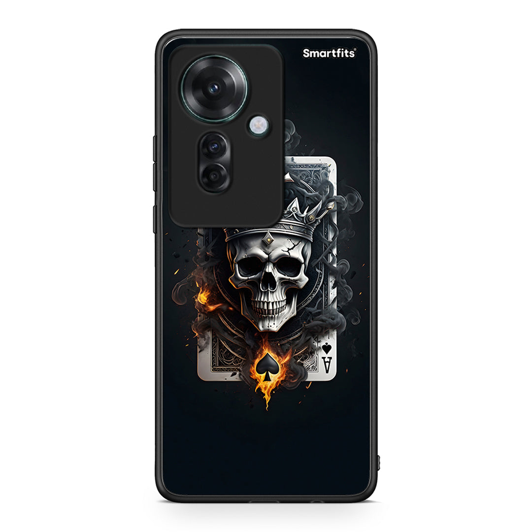 Oppo Reno11 F 5G Skull King Ace θήκη από τη Smartfits με σχέδιο στο πίσω μέρος και μαύρο περίβλημα | Smartphone case with colorful back and black bezels by Smartfits