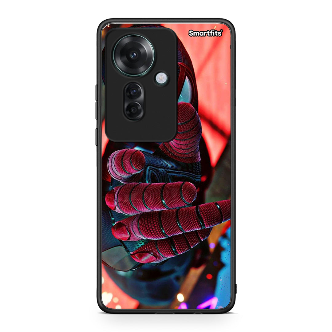 Oppo Reno11 F 5G Spider Hand Θήκη από τη Smartfits με σχέδιο στο πίσω μέρος και μαύρο περίβλημα | Smartphone case with colorful back and black bezels by Smartfits