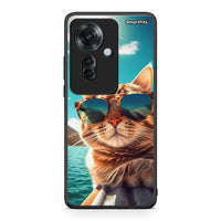 Thumbnail for Oppo Reno11 F 5G Summer Cat θήκη από τη Smartfits με σχέδιο στο πίσω μέρος και μαύρο περίβλημα | Smartphone case with colorful back and black bezels by Smartfits