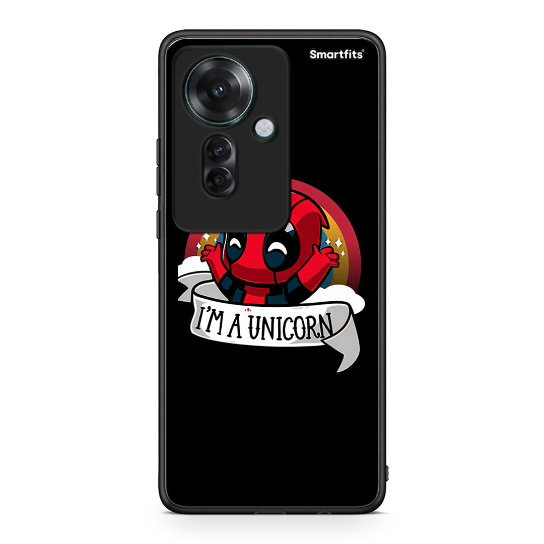 Oppo Reno11 F 5G Unicorn Deadpool θήκη από τη Smartfits με σχέδιο στο πίσω μέρος και μαύρο περίβλημα | Smartphone case with colorful back and black bezels by Smartfits