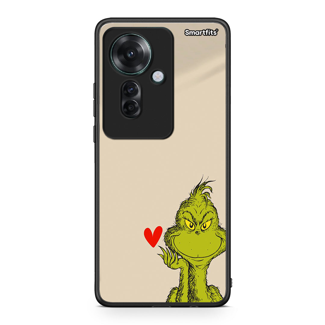 Oppo Reno11 F 5G Xmas Grinch θήκη από τη Smartfits με σχέδιο στο πίσω μέρος και μαύρο περίβλημα | Smartphone case with colorful back and black bezels by Smartfits