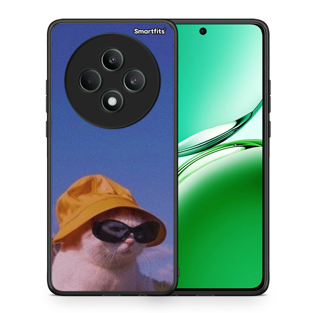 Θήκη Oppo Reno12 F 5G / FS 5G Cat Diva από τη Smartfits με σχέδιο στο πίσω μέρος και μαύρο περίβλημα | Oppo Reno12 F 5G / FS 5G Cat Diva case with colorful back and black bezels