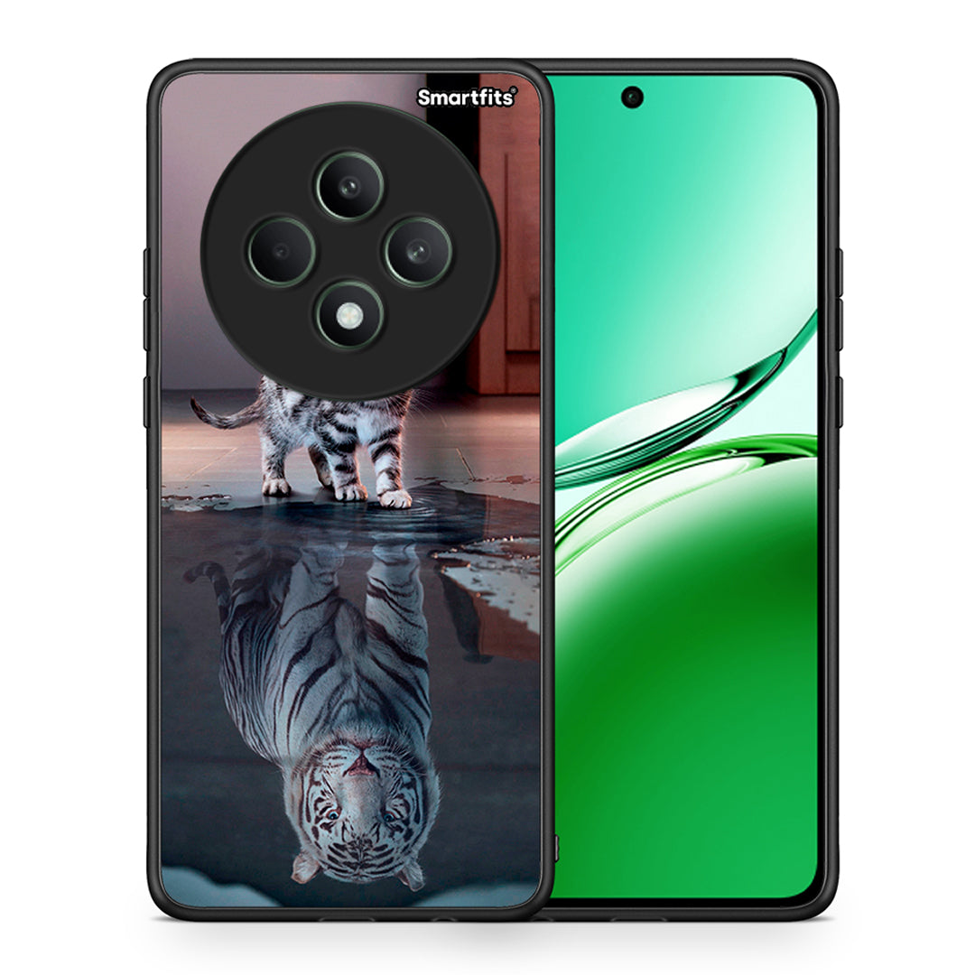 Θήκη Oppo Reno12 F 5G / FS 5G Tiger Cute από τη Smartfits με σχέδιο στο πίσω μέρος και μαύρο περίβλημα | Oppo Reno12 F 5G / FS 5G Tiger Cute case with colorful back and black bezels