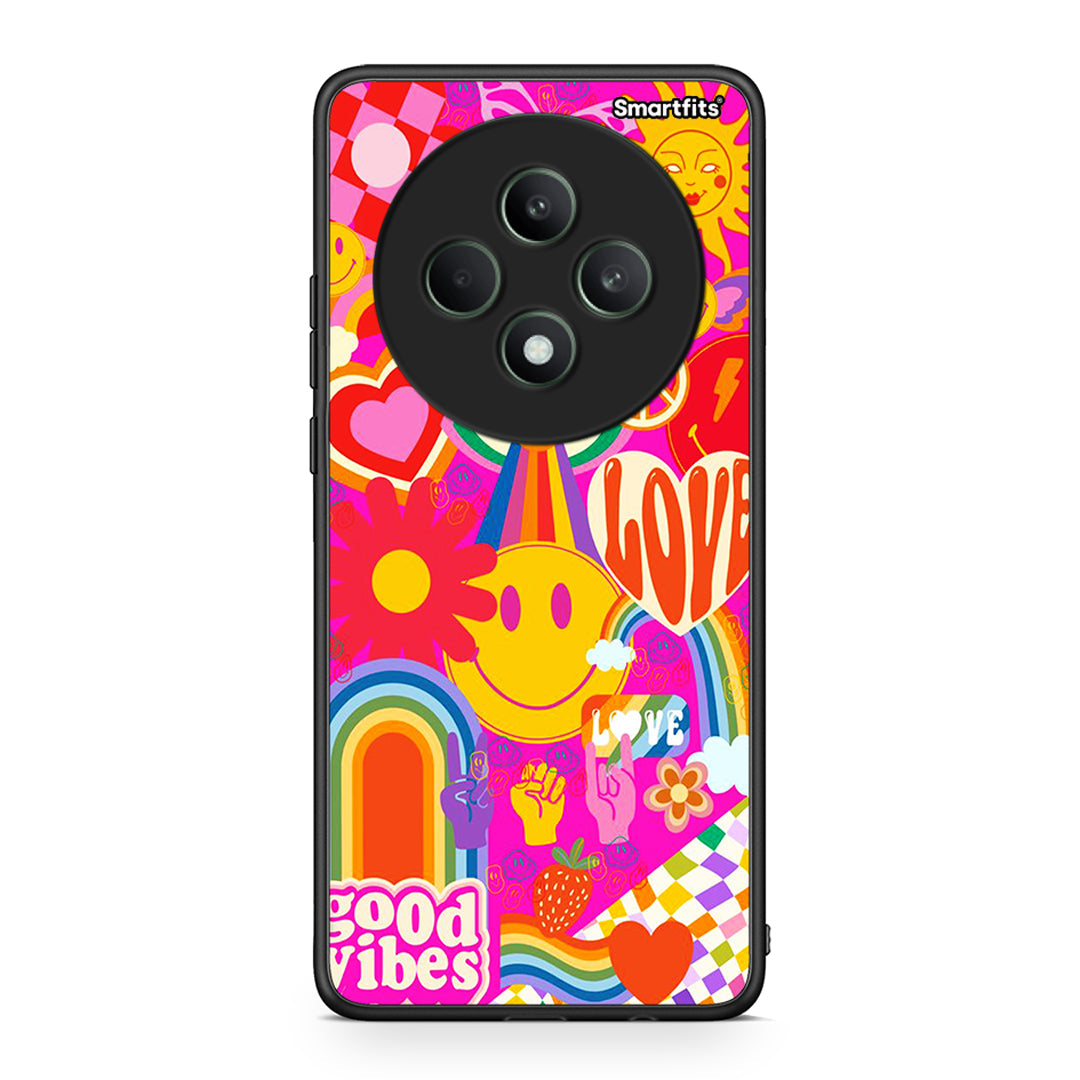 Oppo Reno12 F 5G / FS 5G Hippie Love θήκη από τη Smartfits με σχέδιο στο πίσω μέρος και μαύρο περίβλημα | Smartphone case with colorful back and black bezels by Smartfits