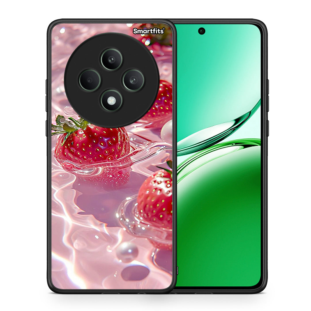 Θήκη Oppo Reno12 F 5G / FS 5G Juicy Strawberries από τη Smartfits με σχέδιο στο πίσω μέρος και μαύρο περίβλημα | Oppo Reno12 F 5G / FS 5G Juicy Strawberries case with colorful back and black bezels