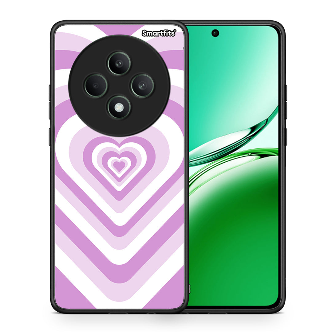 Θήκη Oppo Reno12 F 5G / FS 5G Lilac Hearts από τη Smartfits με σχέδιο στο πίσω μέρος και μαύρο περίβλημα | Oppo Reno12 F 5G / FS 5G Lilac Hearts case with colorful back and black bezels