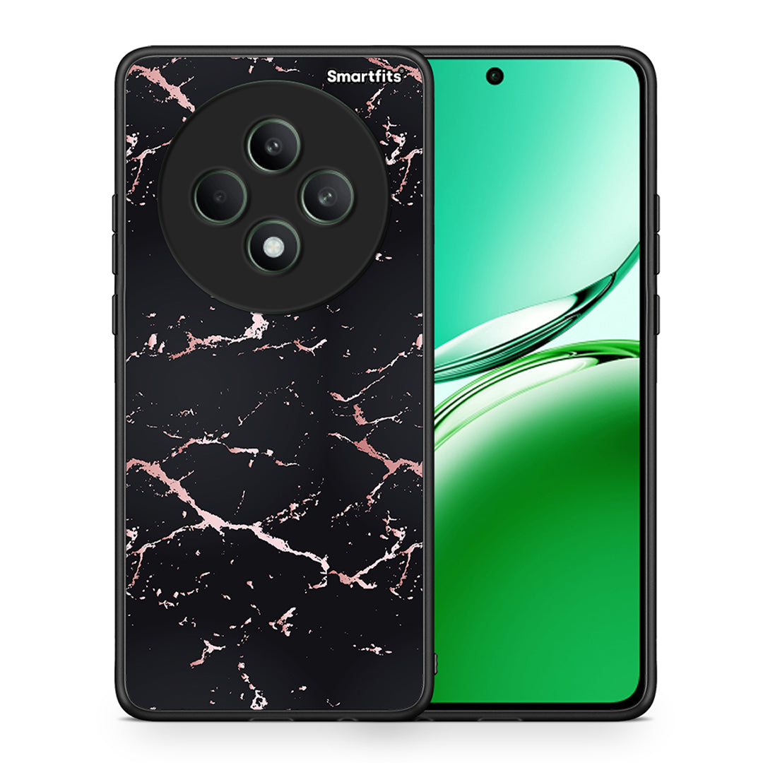 Θήκη Oppo Reno12 F 5G / FS 5G Black Rosegold Marble από τη Smartfits με σχέδιο στο πίσω μέρος και μαύρο περίβλημα | Oppo Reno12 F 5G / FS 5G Black Rosegold Marble case with colorful back and black bezels