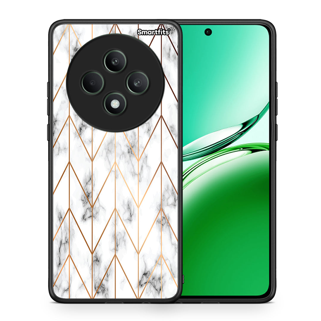 Θήκη Oppo Reno12 F 5G / FS 5G Gold Geometric Marble από τη Smartfits με σχέδιο στο πίσω μέρος και μαύρο περίβλημα | Oppo Reno12 F 5G / FS 5G Gold Geometric Marble case with colorful back and black bezels