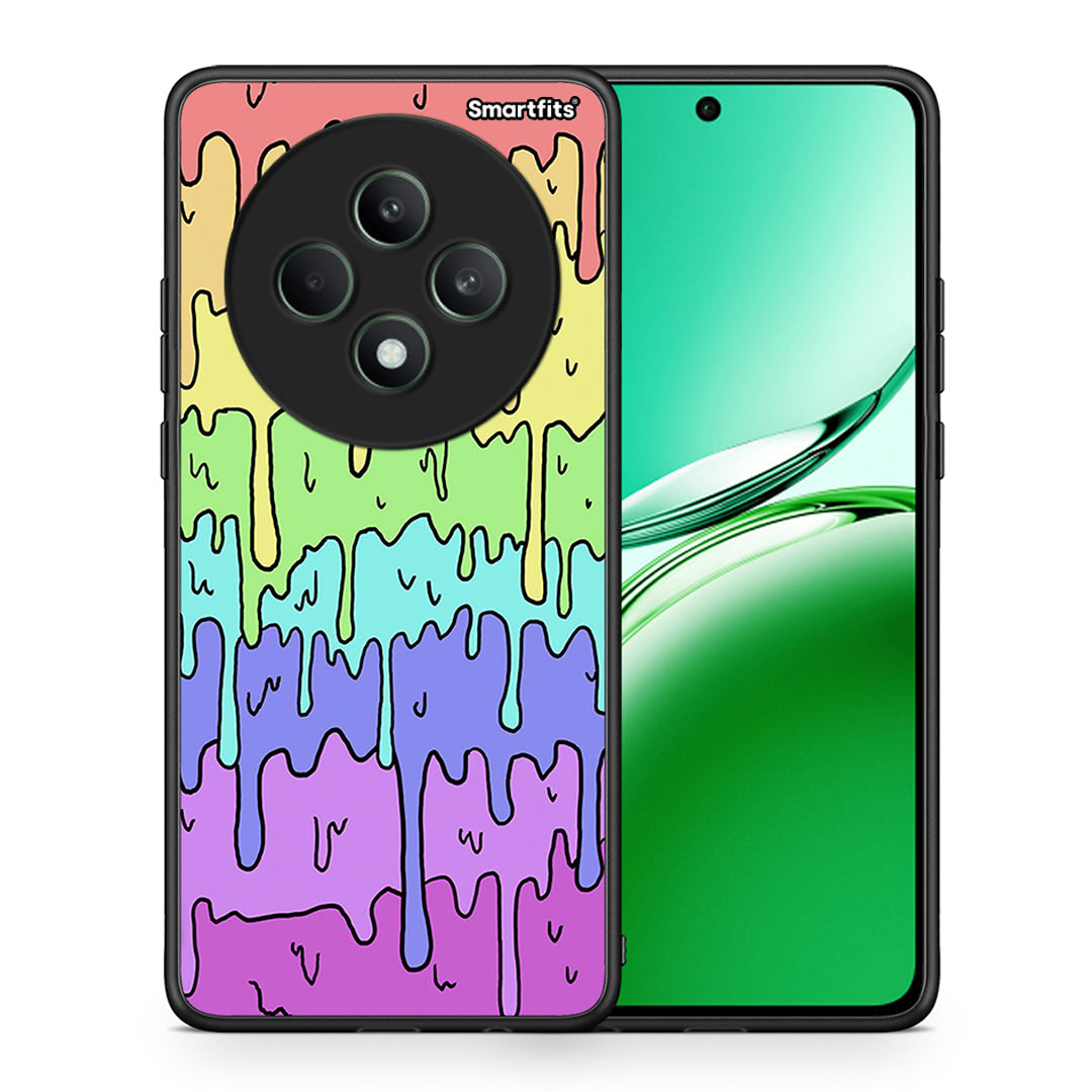 Θήκη Oppo Reno12 F 5G / FS 5G Melting Rainbow από τη Smartfits με σχέδιο στο πίσω μέρος και μαύρο περίβλημα | Oppo Reno12 F 5G / FS 5G Melting Rainbow case with colorful back and black bezels