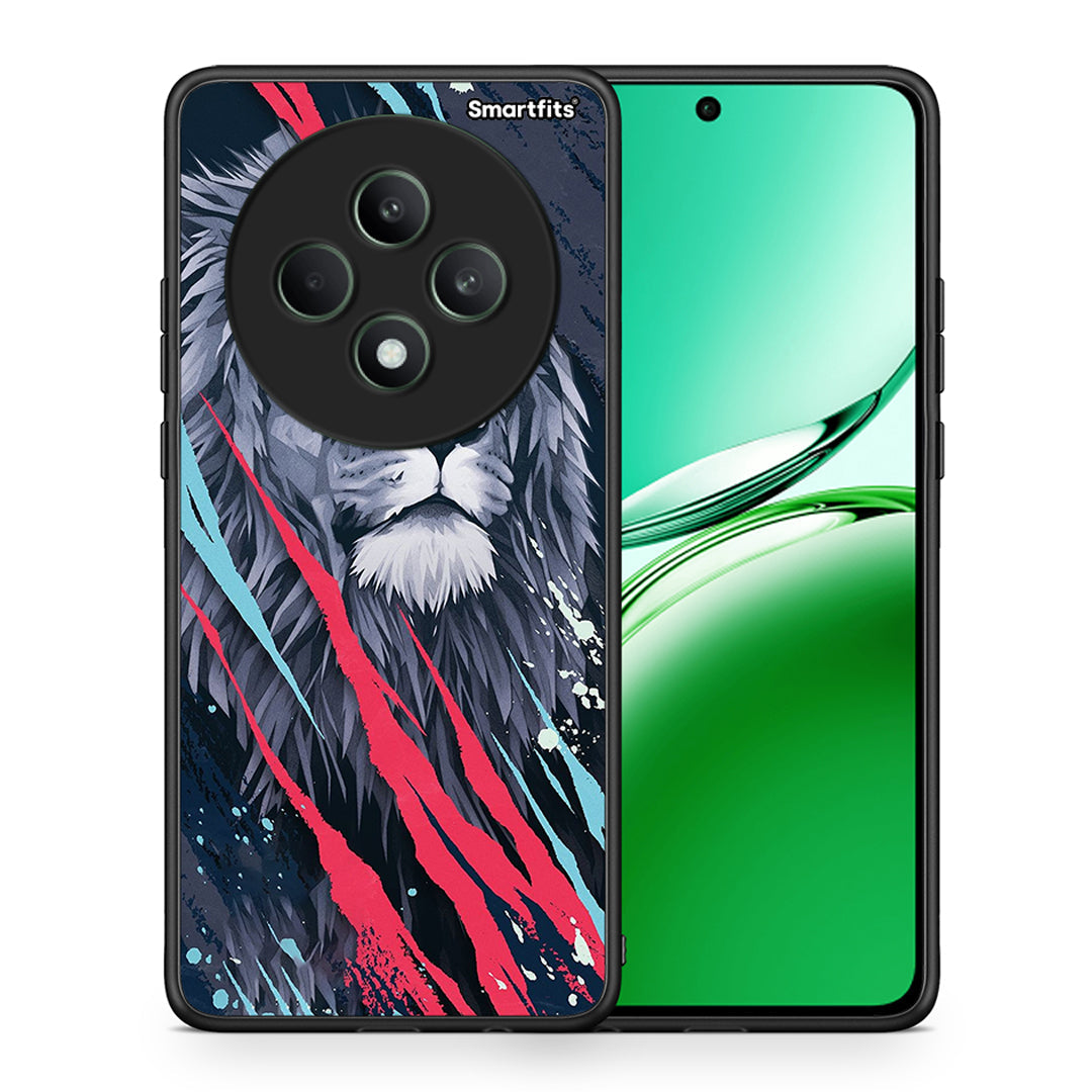 Θήκη Oppo Reno12 F 5G / FS 5G Lion Designer PopArt από τη Smartfits με σχέδιο στο πίσω μέρος και μαύρο περίβλημα | Oppo Reno12 F 5G / FS 5G Lion Designer PopArt case with colorful back and black bezels