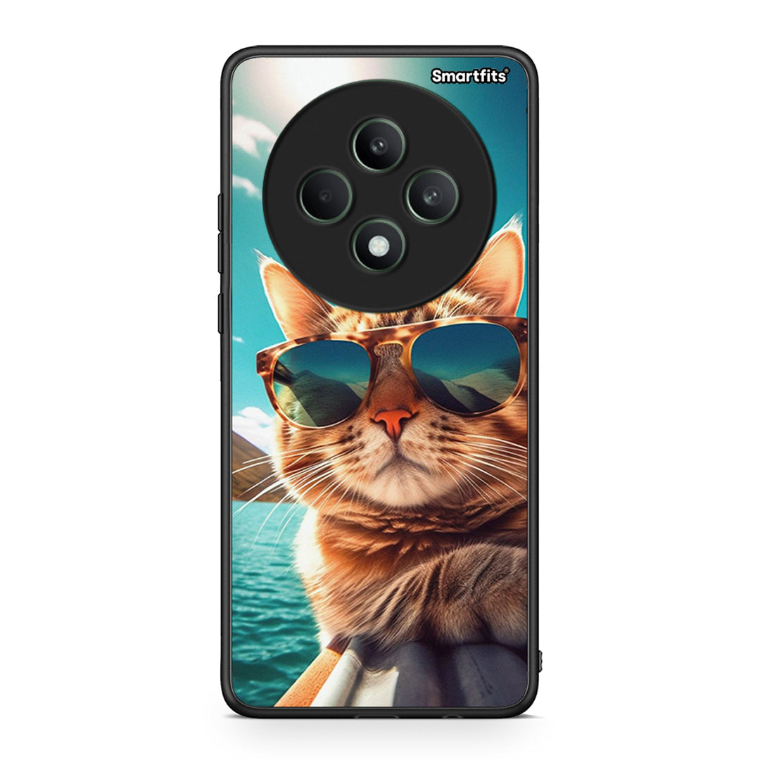 Oppo Reno12 F 5G / FS 5G Summer Cat θήκη από τη Smartfits με σχέδιο στο πίσω μέρος και μαύρο περίβλημα | Smartphone case with colorful back and black bezels by Smartfits