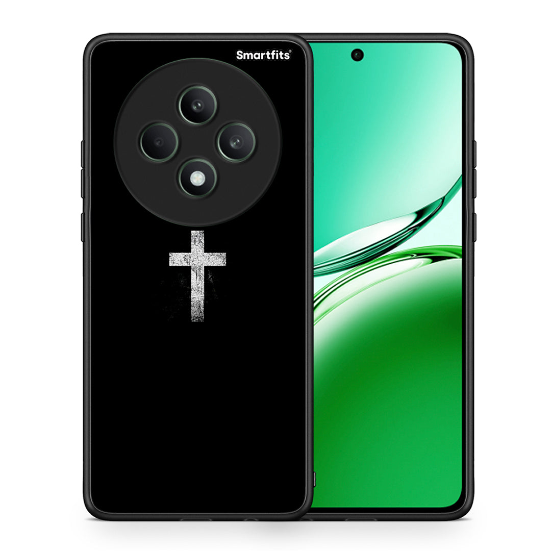 Θήκη Oppo Reno12 F 5G / FS 5G White Cross από τη Smartfits με σχέδιο στο πίσω μέρος και μαύρο περίβλημα | Oppo Reno12 F 5G / FS 5G White Cross case with colorful back and black bezels