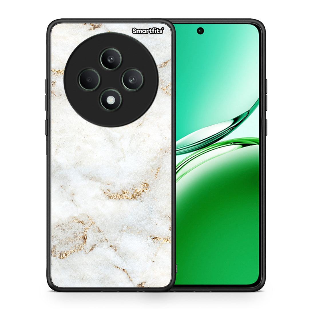 Θήκη Oppo Reno12 F 5G / FS 5G White Gold Marble από τη Smartfits με σχέδιο στο πίσω μέρος και μαύρο περίβλημα | Oppo Reno12 F 5G / FS 5G White Gold Marble case with colorful back and black bezels