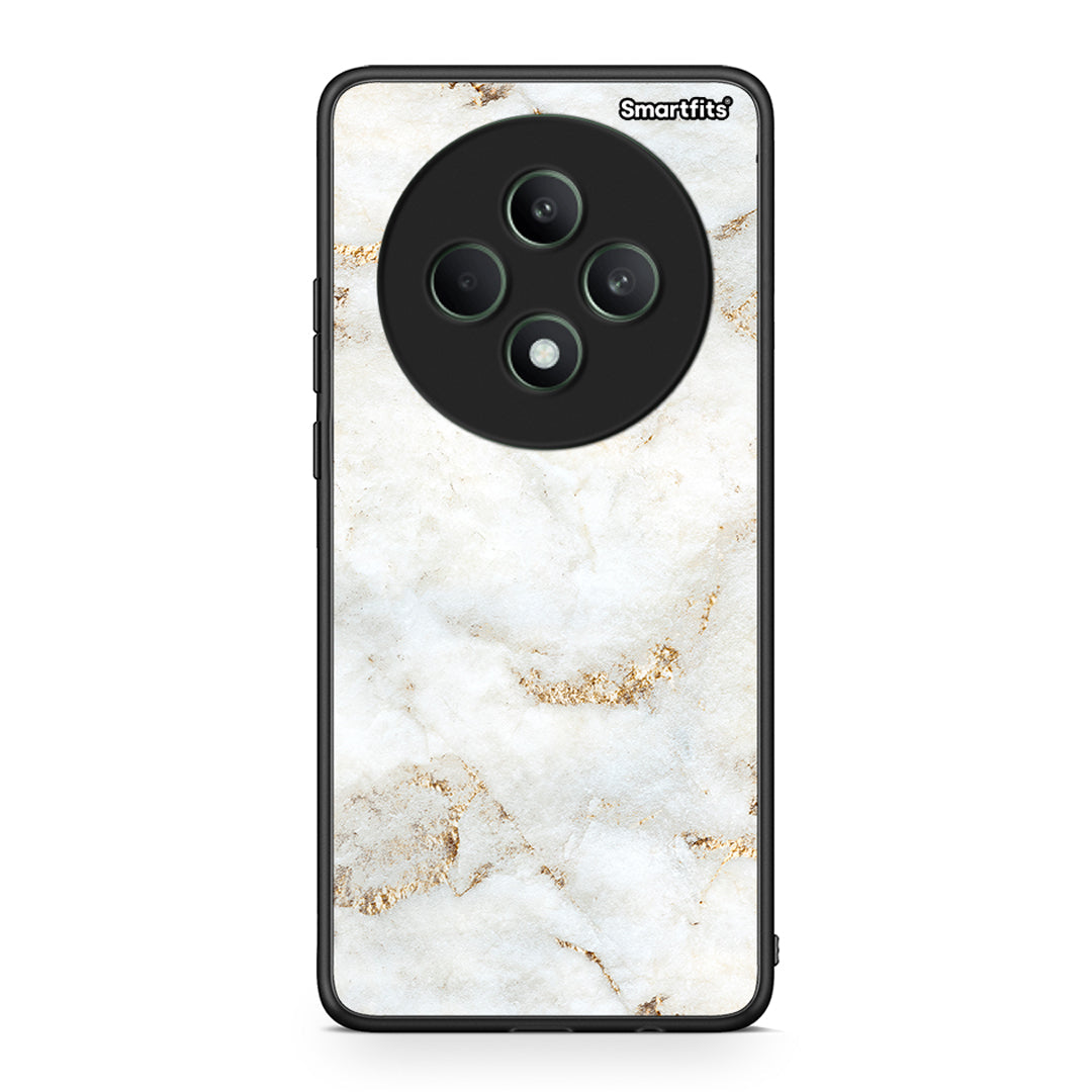 Oppo Reno12 F 5G / FS 5G White Gold Marble θήκη από τη Smartfits με σχέδιο στο πίσω μέρος και μαύρο περίβλημα | Smartphone case with colorful back and black bezels by Smartfits