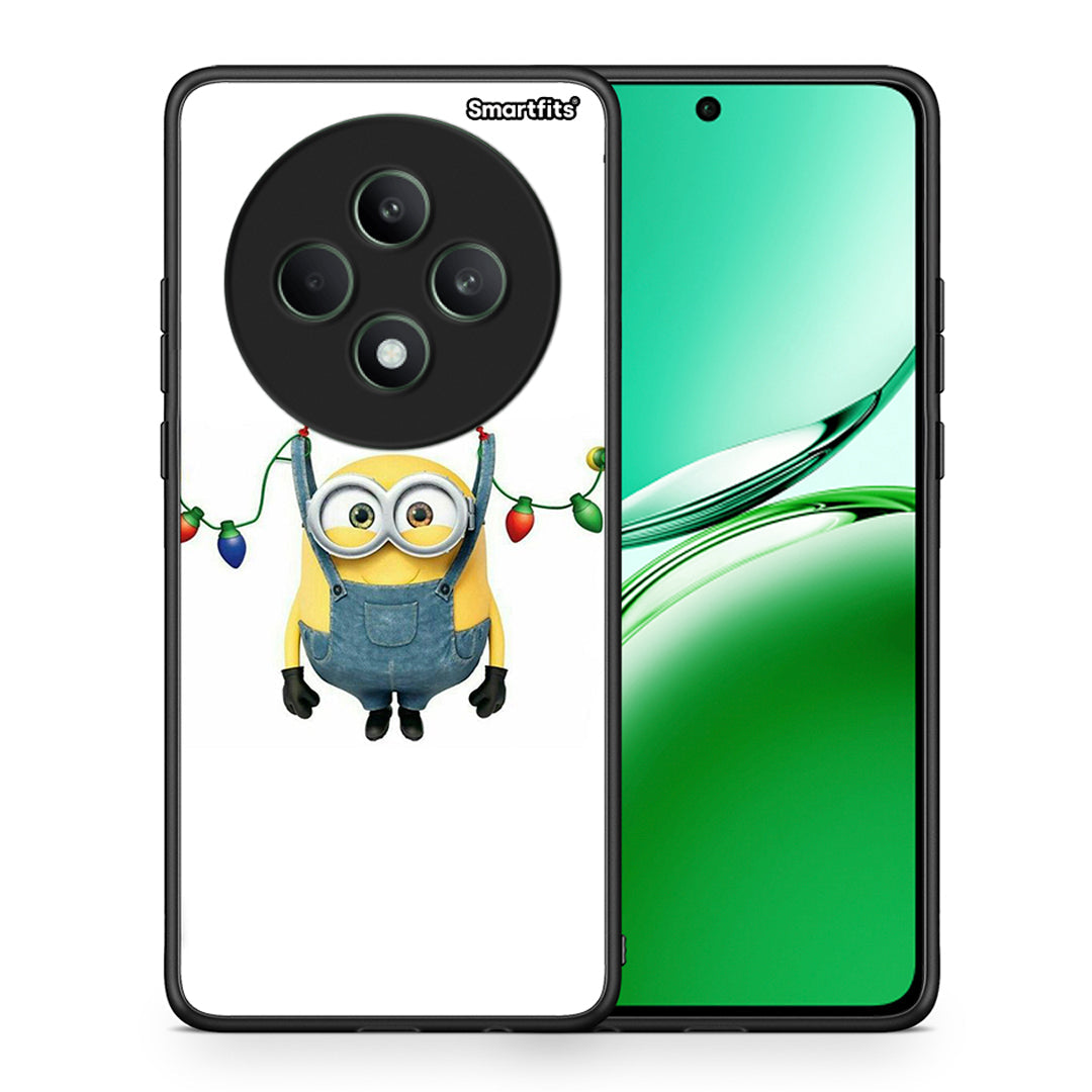 Θήκη Oppo Reno12 F 5G / FS 5G Xmas Minion Lights από τη Smartfits με σχέδιο στο πίσω μέρος και μαύρο περίβλημα | Oppo Reno12 F 5G / FS 5G Xmas Minion Lights case with colorful back and black bezels