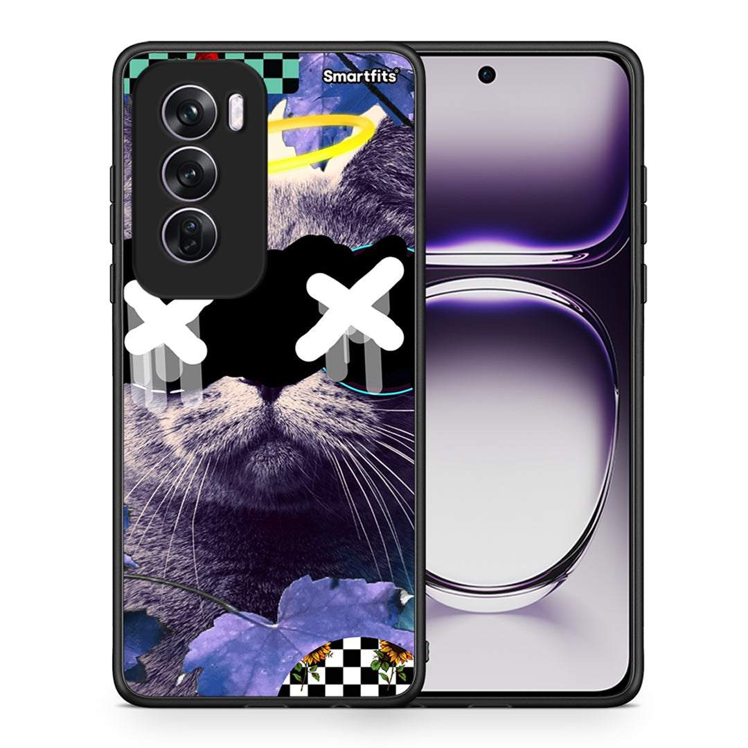 Θήκη Oppo Reno12 Pro Cat Collage από τη Smartfits με σχέδιο στο πίσω μέρος και μαύρο περίβλημα | Oppo Reno12 Pro Cat Collage case with colorful back and black bezels