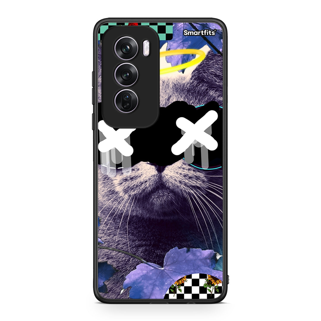 Oppo Reno12 Pro Cat Collage θήκη από τη Smartfits με σχέδιο στο πίσω μέρος και μαύρο περίβλημα | Smartphone case with colorful back and black bezels by Smartfits