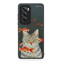 Thumbnail for Oppo Reno12 Pro Cat Goldfish θήκη από τη Smartfits με σχέδιο στο πίσω μέρος και μαύρο περίβλημα | Smartphone case with colorful back and black bezels by Smartfits