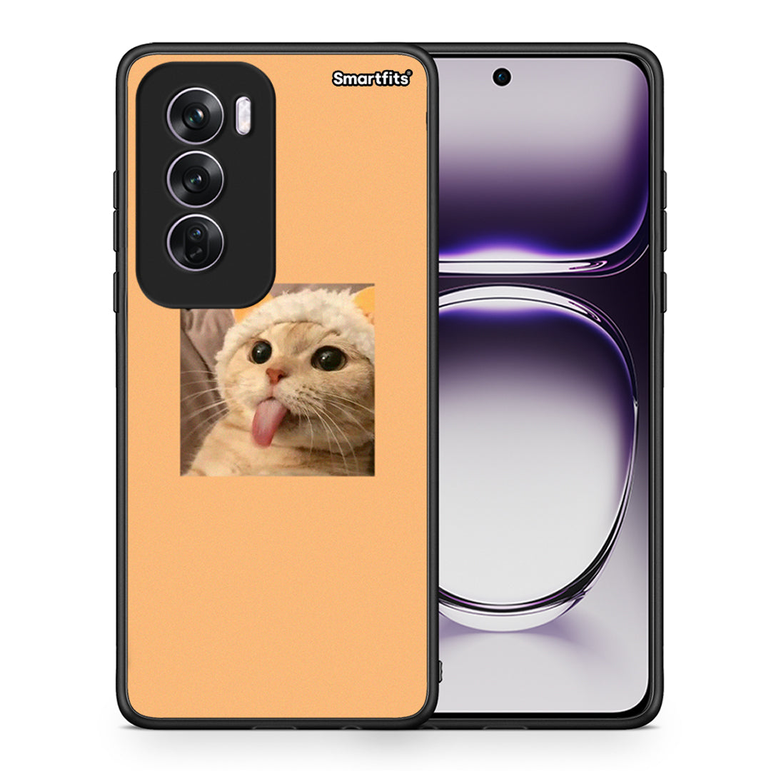 Θήκη Oppo Reno12 Pro Cat Tongue από τη Smartfits με σχέδιο στο πίσω μέρος και μαύρο περίβλημα | Oppo Reno12 Pro Cat Tongue case with colorful back and black bezels