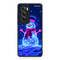 Thumbnail for Oppo Reno12 Pro Christmas Neon Snowman θήκη από τη Smartfits με σχέδιο στο πίσω μέρος και μαύρο περίβλημα | Smartphone case with colorful back and black bezels by Smartfits