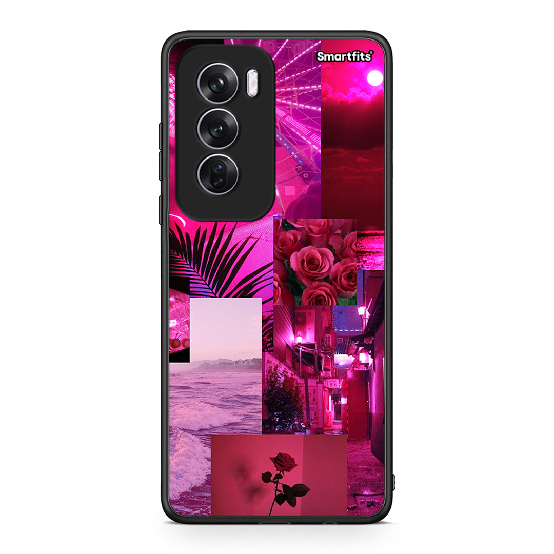 Oppo Reno12 Pro Collage Red Roses Θήκη Αγίου Βαλεντίνου από τη Smartfits με σχέδιο στο πίσω μέρος και μαύρο περίβλημα | Smartphone case with colorful back and black bezels by Smartfits