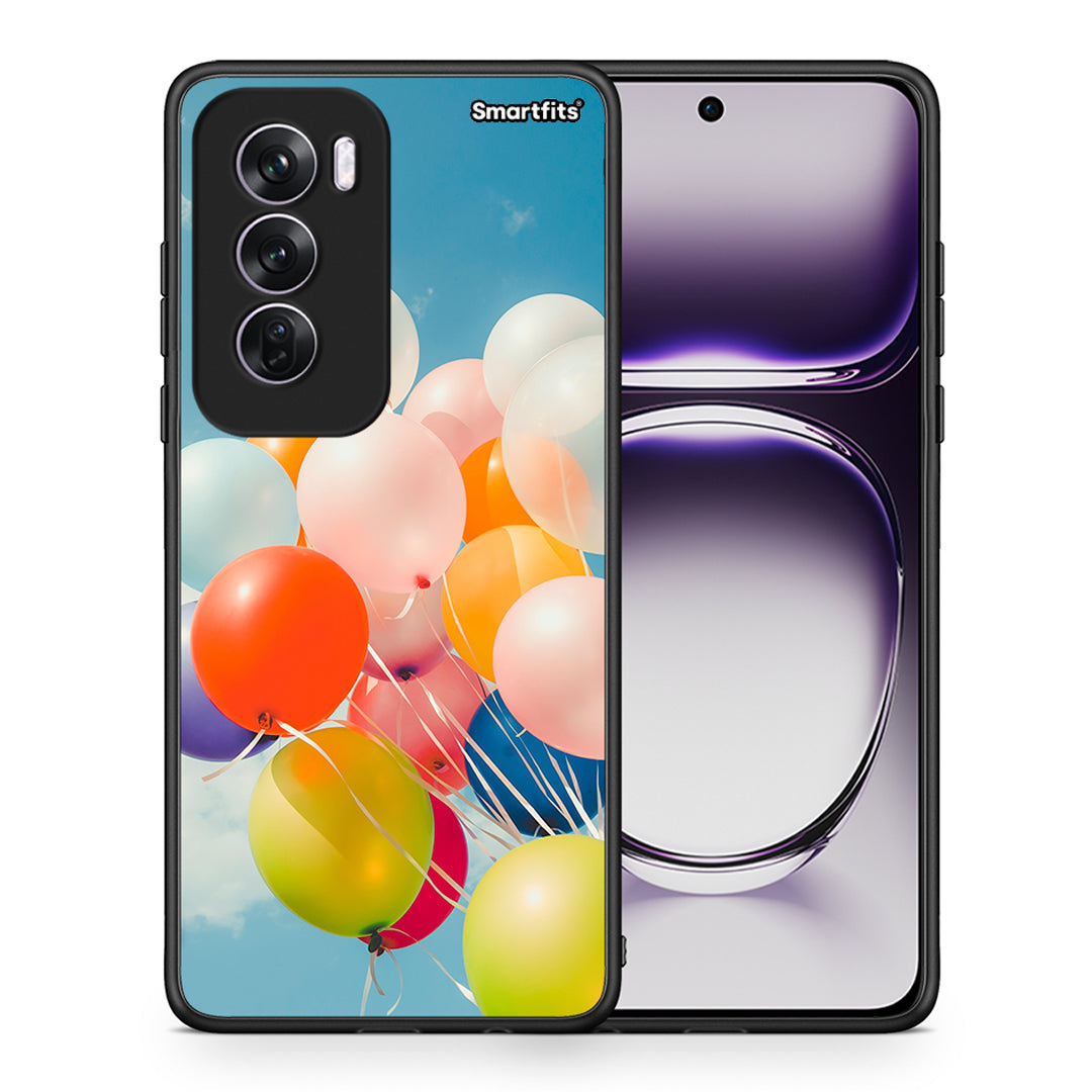 Θήκη Oppo Reno12 Pro Colorful Balloons από τη Smartfits με σχέδιο στο πίσω μέρος και μαύρο περίβλημα | Oppo Reno12 Pro Colorful Balloons case with colorful back and black bezels