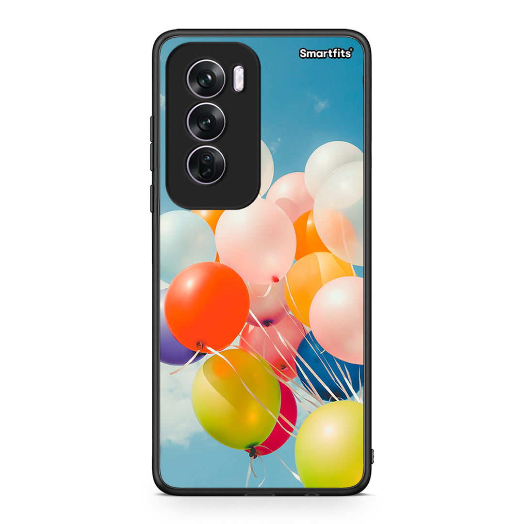 Oppo Reno12 Pro Colorful Balloons θήκη από τη Smartfits με σχέδιο στο πίσω μέρος και μαύρο περίβλημα | Smartphone case with colorful back and black bezels by Smartfits