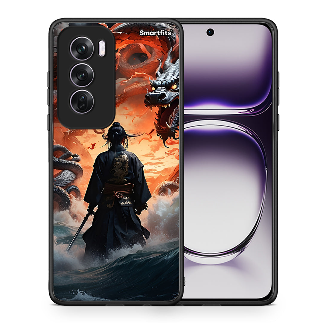 Θήκη Oppo Reno12 Pro Dragons Fight από τη Smartfits με σχέδιο στο πίσω μέρος και μαύρο περίβλημα | Oppo Reno12 Pro Dragons Fight case with colorful back and black bezels