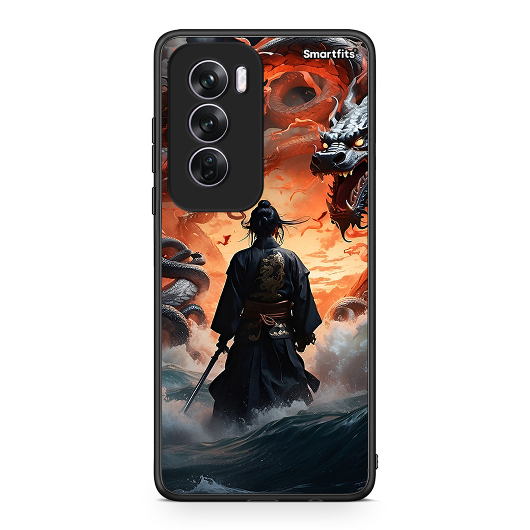 Oppo Reno12 Pro Dragons Fight θήκη από τη Smartfits με σχέδιο στο πίσω μέρος και μαύρο περίβλημα | Smartphone case with colorful back and black bezels by Smartfits