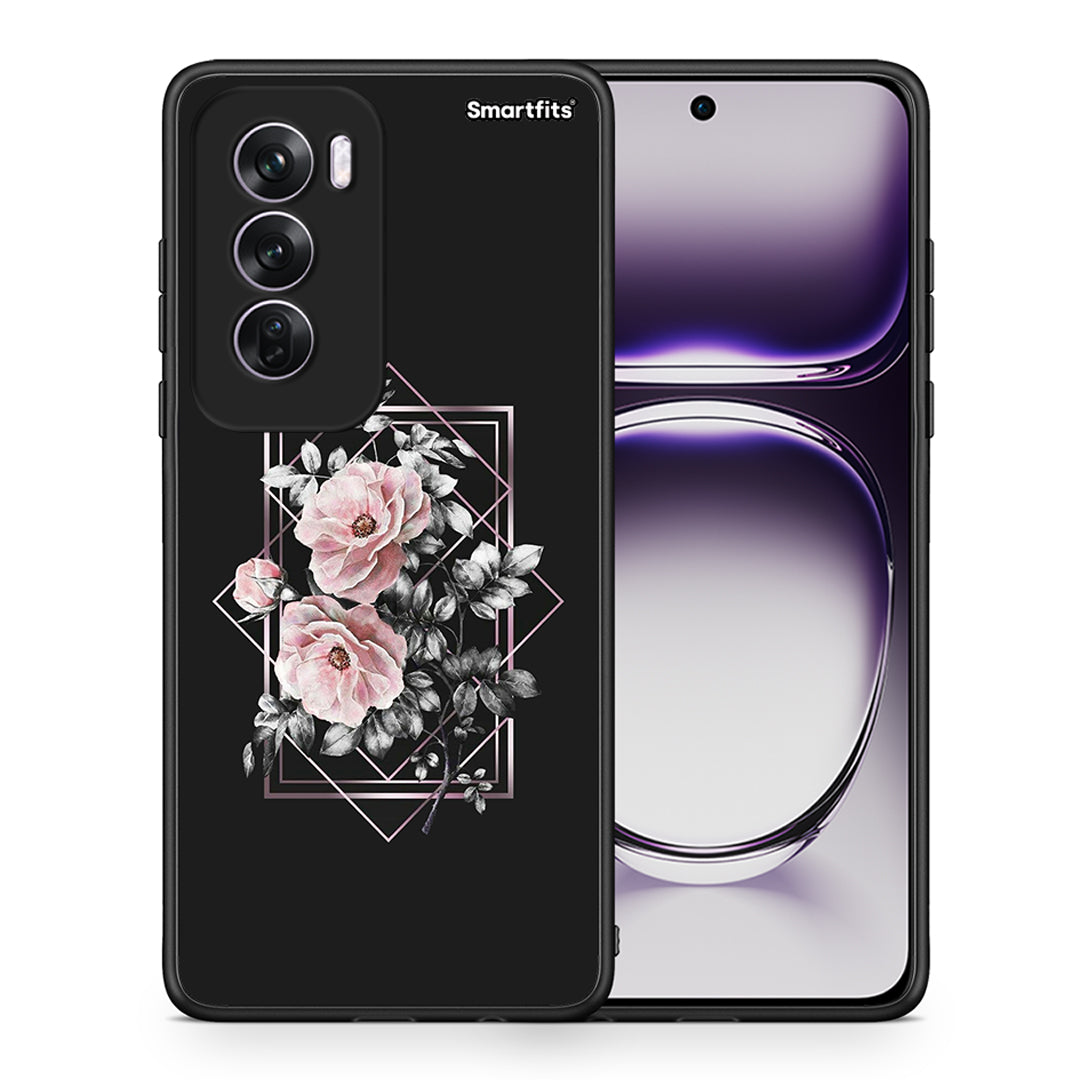 Θήκη Oppo Reno12 Pro Frame Flower από τη Smartfits με σχέδιο στο πίσω μέρος και μαύρο περίβλημα | Oppo Reno12 Pro Frame Flower case with colorful back and black bezels