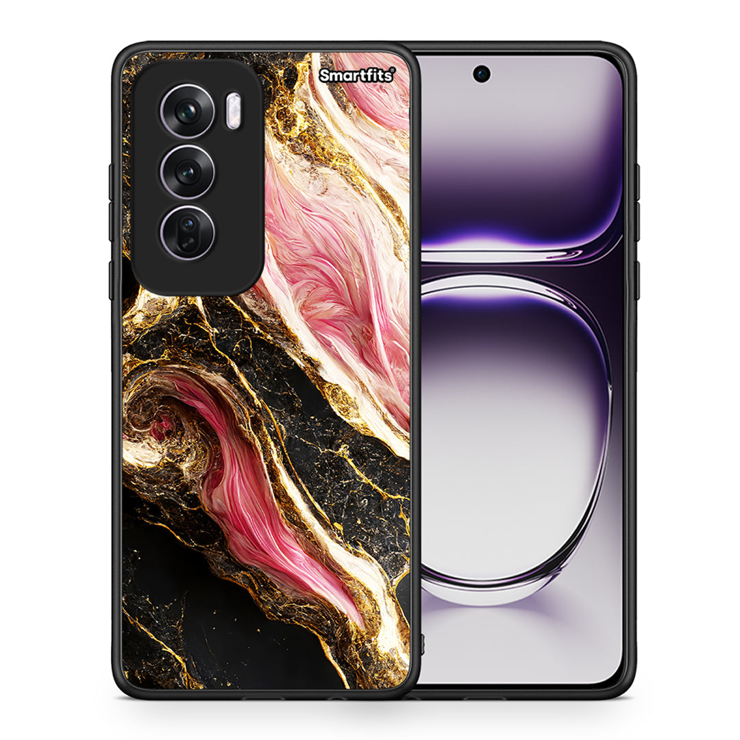 Θήκη Oppo Reno12 Pro Glamorous Pink Marble από τη Smartfits με σχέδιο στο πίσω μέρος και μαύρο περίβλημα | Oppo Reno12 Pro Glamorous Pink Marble case with colorful back and black bezels