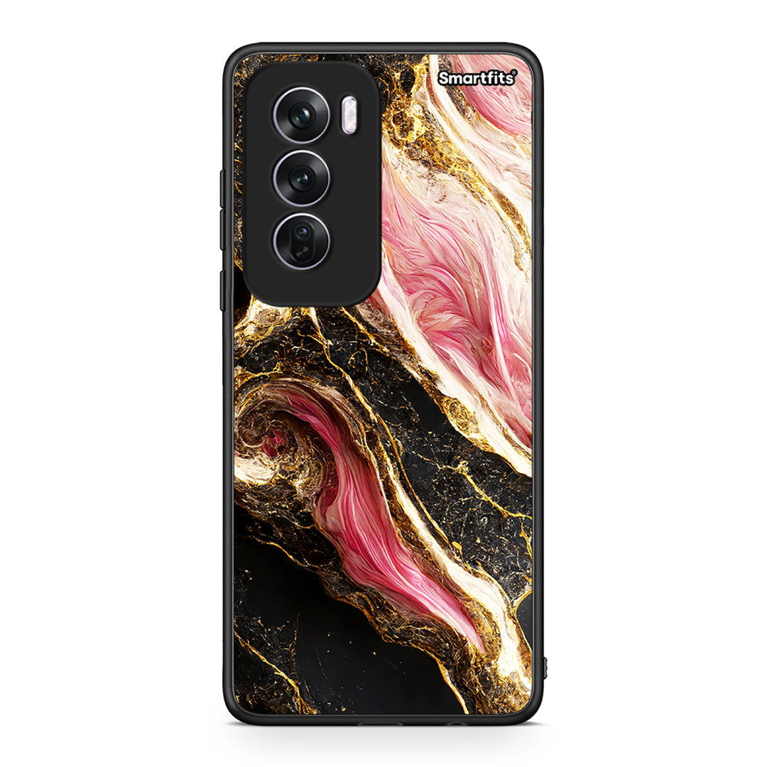 Oppo Reno12 Pro Glamorous Pink Marble θήκη από τη Smartfits με σχέδιο στο πίσω μέρος και μαύρο περίβλημα | Smartphone case with colorful back and black bezels by Smartfits