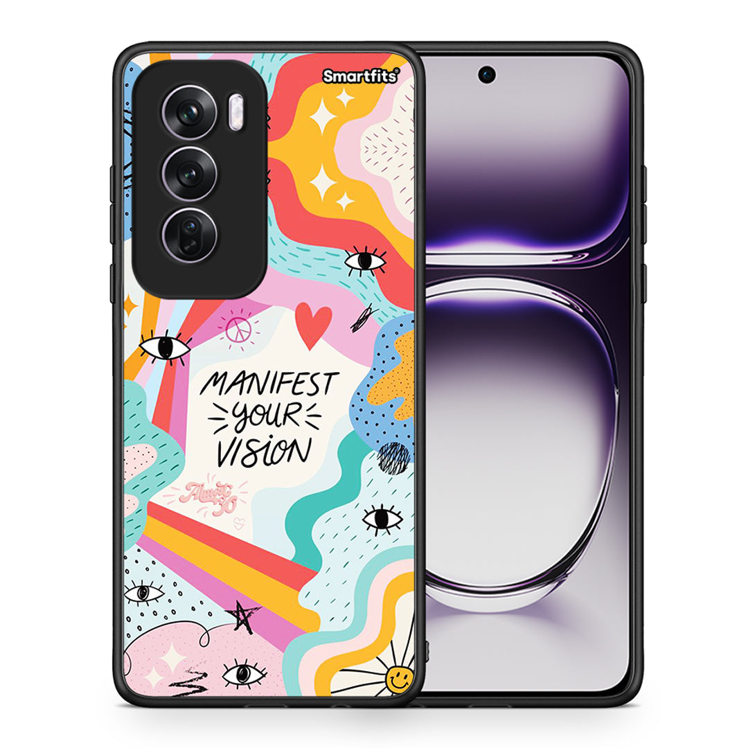 Θήκη Oppo Reno12 Pro Manifest Your Vision από τη Smartfits με σχέδιο στο πίσω μέρος και μαύρο περίβλημα | Oppo Reno12 Pro Manifest Your Vision case with colorful back and black bezels