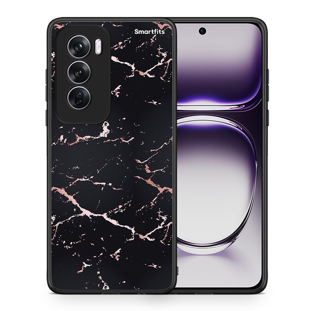 Θήκη Oppo Reno12 Pro Black Rosegold Marble από τη Smartfits με σχέδιο στο πίσω μέρος και μαύρο περίβλημα | Oppo Reno12 Pro Black Rosegold Marble case with colorful back and black bezels