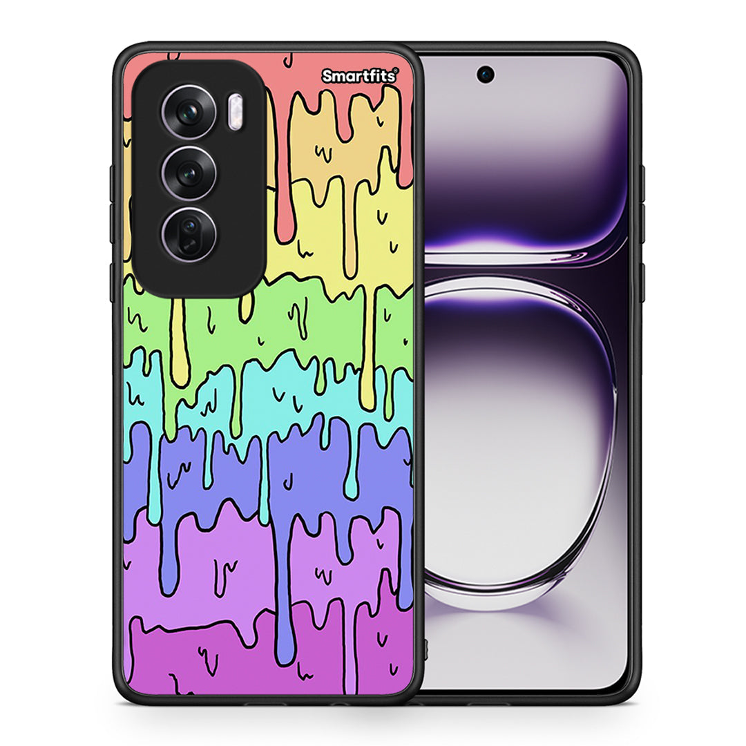 Θήκη Oppo Reno12 Pro Melting Rainbow από τη Smartfits με σχέδιο στο πίσω μέρος και μαύρο περίβλημα | Oppo Reno12 Pro Melting Rainbow case with colorful back and black bezels