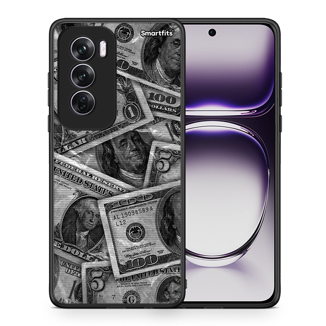 Θήκη Oppo Reno12 Pro Money Dollars από τη Smartfits με σχέδιο στο πίσω μέρος και μαύρο περίβλημα | Oppo Reno12 Pro Money Dollars case with colorful back and black bezels