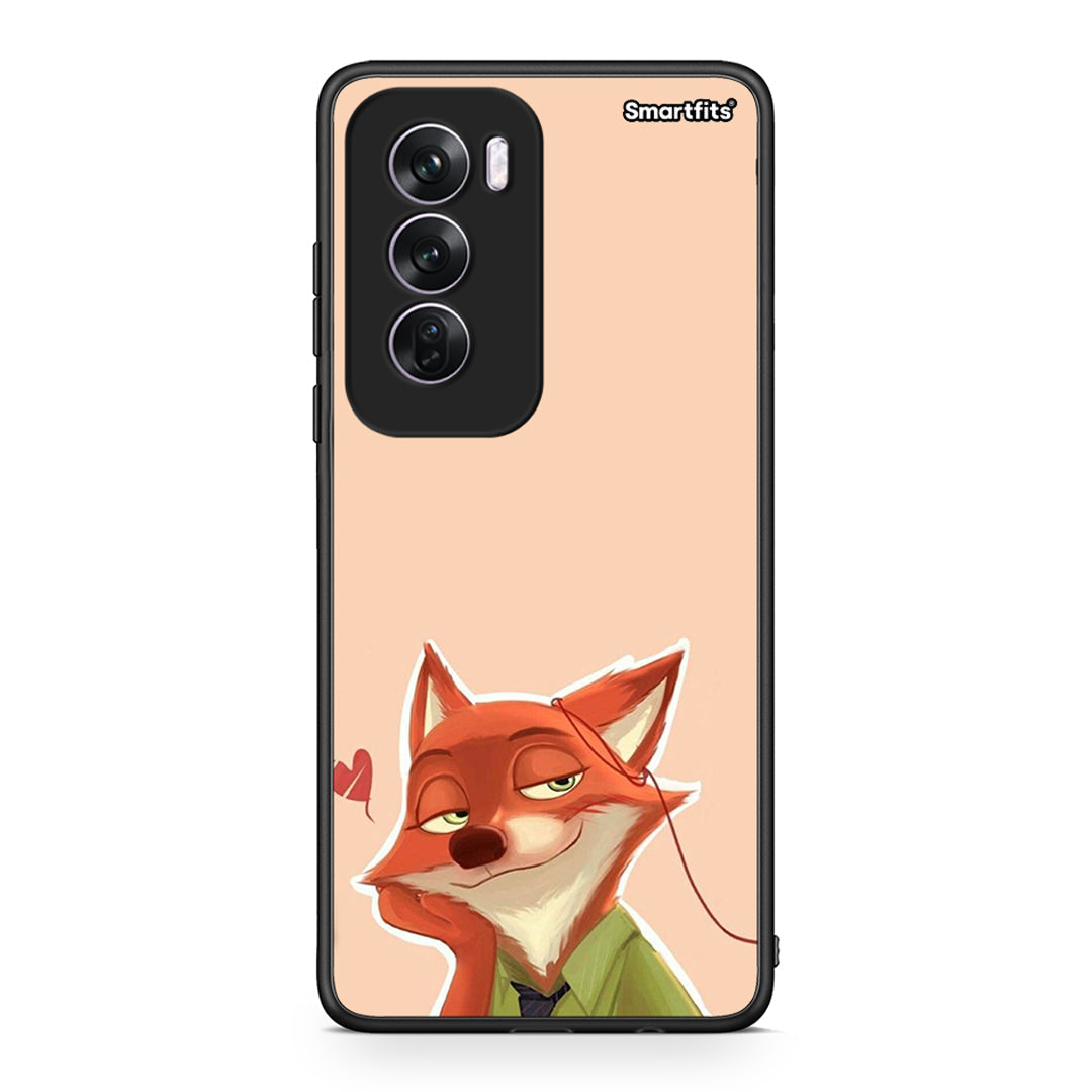 Oppo Reno12 Pro Nick Wilde And Judy Hopps Love 1 θήκη από τη Smartfits με σχέδιο στο πίσω μέρος και μαύρο περίβλημα | Smartphone case with colorful back and black bezels by Smartfits