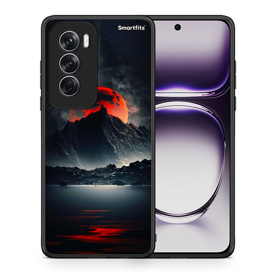 Θήκη Oppo Reno12 Pro Red Full Moon από τη Smartfits με σχέδιο στο πίσω μέρος και μαύρο περίβλημα | Oppo Reno12 Pro Red Full Moon case with colorful back and black bezels