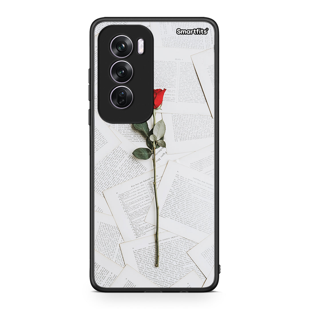 Oppo Reno12 Pro Red Rose θήκη από τη Smartfits με σχέδιο στο πίσω μέρος και μαύρο περίβλημα | Smartphone case with colorful back and black bezels by Smartfits